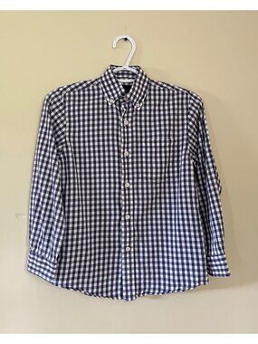 Jack Thomas Boys Small Checkered Blue White Long Sleeve Button Down Shirt